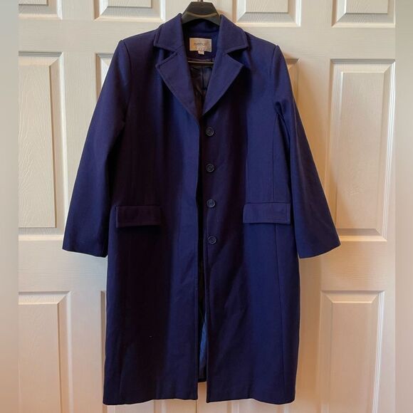 NAVY WOOL BLEND OVERCOAT BY AVENUE PLUS SIZE 22/24 EUC - Picture 1 of 8